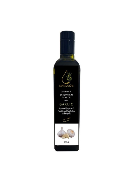 Garlic Flavored Condiment with Extra Virgin Olive Oil 250ml by Panikos Matsoukas 32 Garlic Flavored Extra Virgin Olive Oil uai ARTOLIO Best AOVE, EVOO, Extra virgin olive oil
